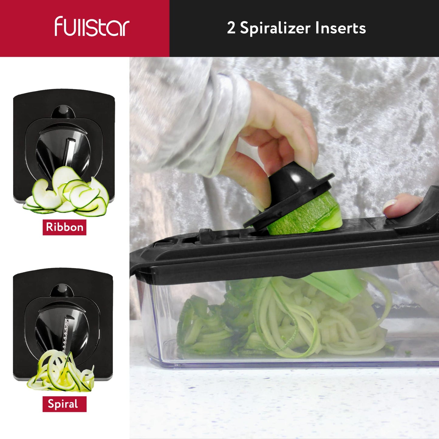 Fullstar Vegetable Chopper and Spiralizer - Food Chopper with Container, Fruit Slicer, Kitchen Gadgets & Accessories, Home Essentials (All in 1, Stainless Steel)