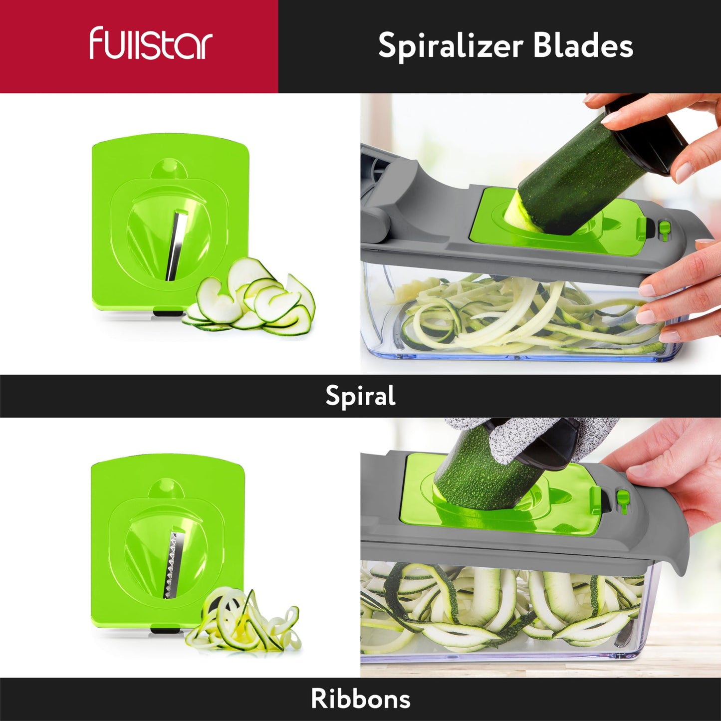 Fullstar Vegetable Chopper and Spiralizer - Food Chopper with Container, Fruit Slicer, Kitchen Gadgets & Accessories, Home Essentials (All in 1, Stainless Steel)